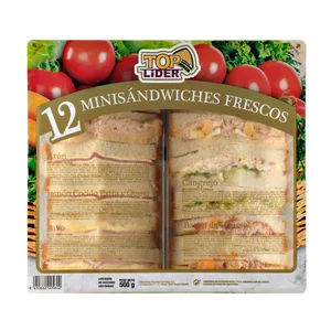 TOP LIDER Mini sandwiches variados de pan blanco TOP LIDER 10 uds.