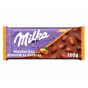 Imagen de MILKA Chocolate con leche y almendras enteras 100 gr.
