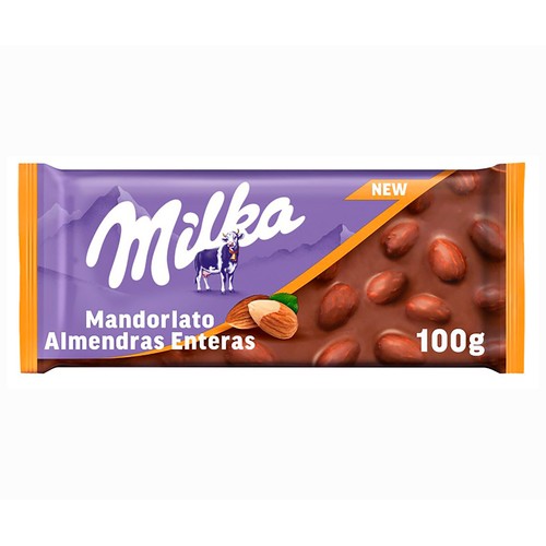 MILKA Chocolate con leche y almendras enteras 100 gr.