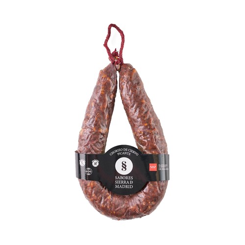 SABORES SIERRA DE MADRID Chorizo picante de ciervo, elaborado sin gluten ni lactosa 250 g.