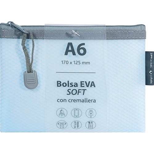 Bolsa zipper A6 en colores mate surtidos GRAFOPLAS.