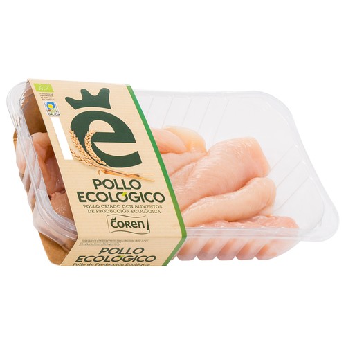 COREN Bandeja de pechuga de pollo ecológico fileteada.