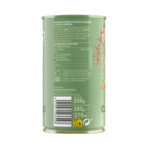 EXCELENCIA Aceituna lata con aliño campero 185g