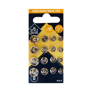 Imagen de Surtido de botones, cierre a presión,  plata, set de 16 unidades, STYLE.