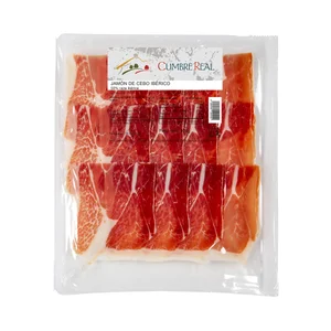 CUMBRE REAL Jamón de cebo ibérico (50% raza ibérica) cortado en lonchas 100 g.