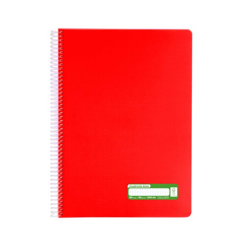 Cuaderno A4 cuadrícula de 4mm 80 hojas y de 90 gr en el interior, GRAFOPLAS.