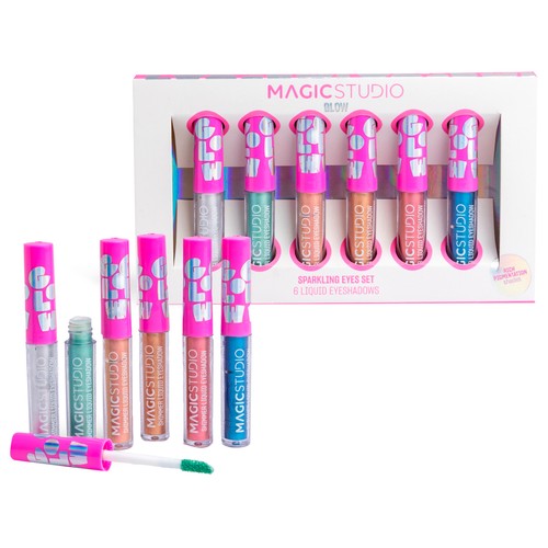 MAGIC STUDIO Glow Estuche con 6 sombras de ojos líquidas, con acabado brillante.