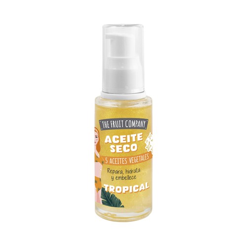 THE FRUIT COMPANY Aceite seco con 5 aceites vegetales (repara, hidrata y embellece), aroma tropical 40 ml.