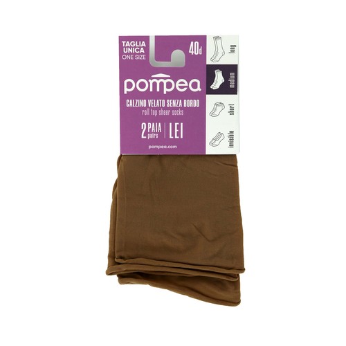Pack de 2 pares de tobilleros, 40den, POMPEA, color ambrato, talla única.
