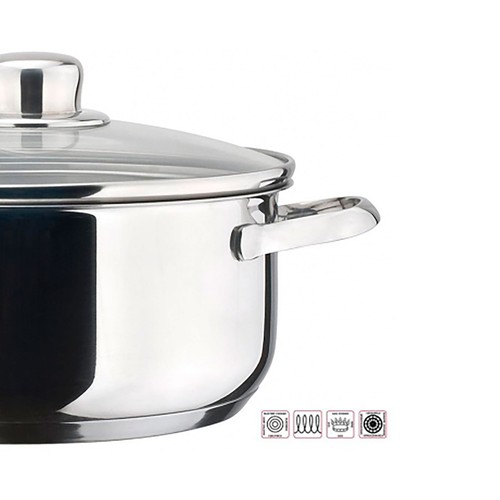 Cacerola Pir Inox de acero inoxidable con tapa, 24 cm, Dux MAGEFESA