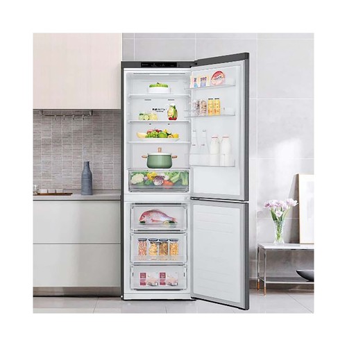 Frigorífico combi 186cm LG GBP61DSPGN NO FROST, clasificación energética: D, H: 186cm, A: 59,5cm, F: 68,2cm, capacidad total: 385L.