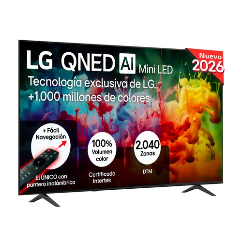 Televisión 190,5 cm (75") QNED MINILED LG 75QNED70B6C, 4K, Dolby digital plus, WebOS, Bluetooth 5.3, USB, 3HDMI, 60Hz