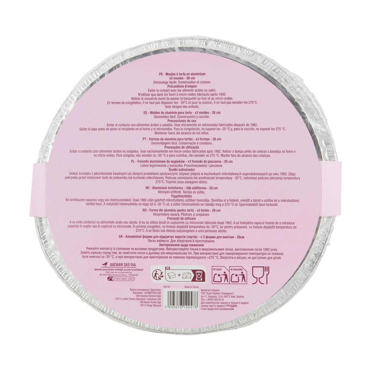 PRODUCTO ALCAMPO Bandejas (moldes) de aluminio de 26 cm.  especiales para tartas 3 uds.