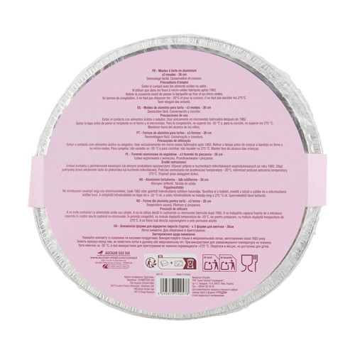 PRODUCTO ALCAMPO Bandejas (moldes) de aluminio de 26 cm.  especiales para tartas 3 uds.