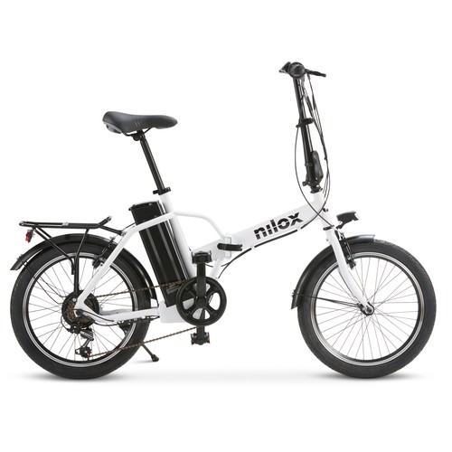Bicicleta eléctrica plegable NILOX J1 Pro, color blanco, 250W, ruedas 20", autonomía 40Km.