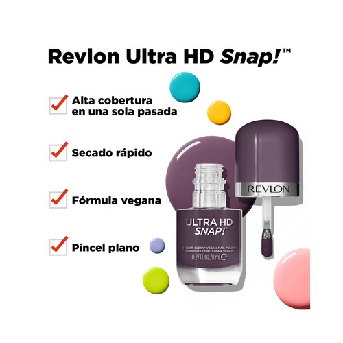 REVLON Ultra hd snap!  tono 033 Grounded Pintauñas de secado rápido y alta cobertura en 1 sola pasada.