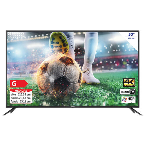 Televisión 125,73 cm (49,5) LED SELECLINE 50S211 4K, SMART TV, WIFI, TDT T2, USB reproductor, 3HDMI, 60HZ.