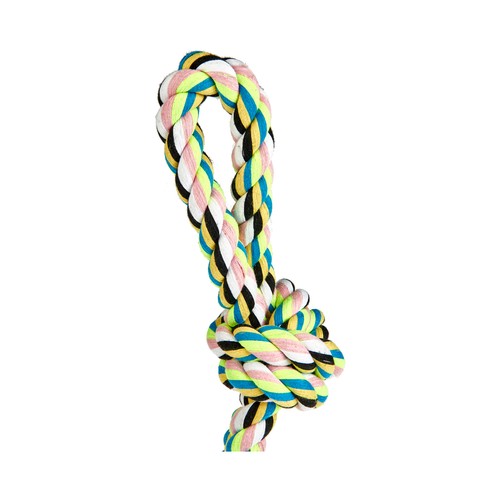PRODUCTO ALCAMPO Juguete para perro de algodón, hilo, cuerda de 2 nudos 64 cm.