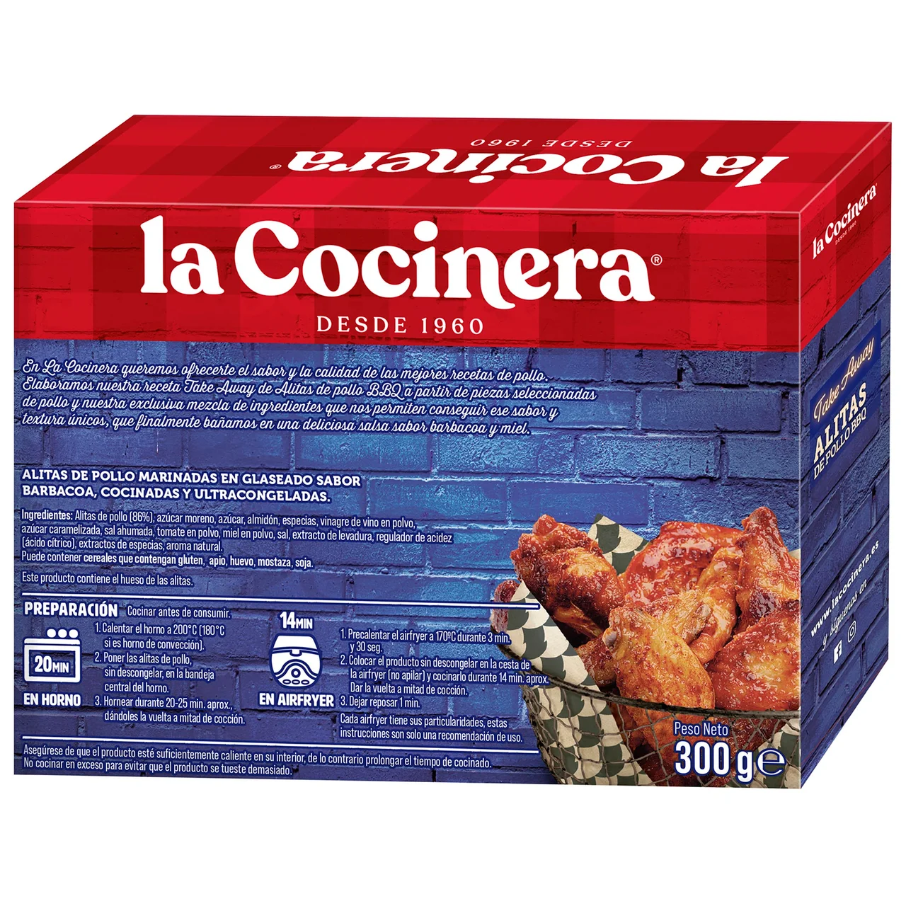 Take away Alitas de pollo marinadas y glaseadas sabor barbacoa 300 g.