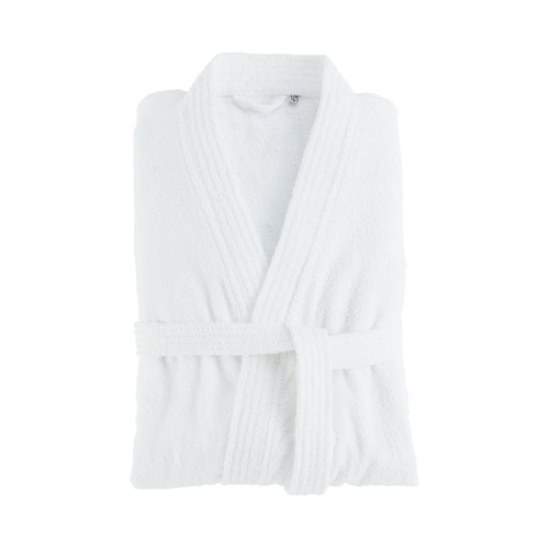 Albornoz adulto talla L-XL 100% algodón color blanco, 300g/m², PRODUCTO ECONÓMICO ALCAMPO.