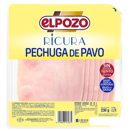 EL POZO Ricura. Pechuga de pavo baja en grasa - 230g.