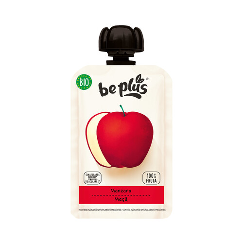 BE PLUS Bolsita de manzana ecológica, sin gluten y sin azúcares añadidos, a partir de 4 meses BE PLUS Bio 100 g.