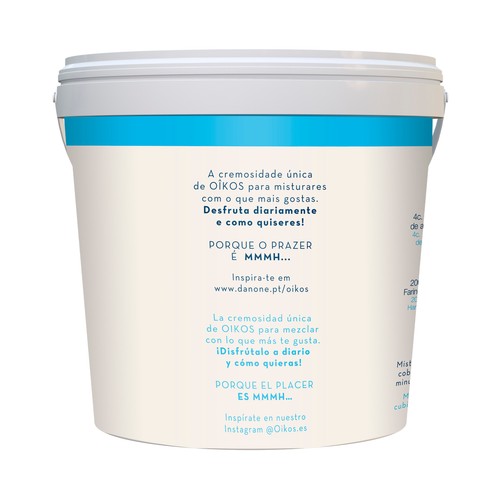 OIKOS Yogur griego natural sin azúcares añadios, especial para cocinar y mezcla de Danone 900 g.