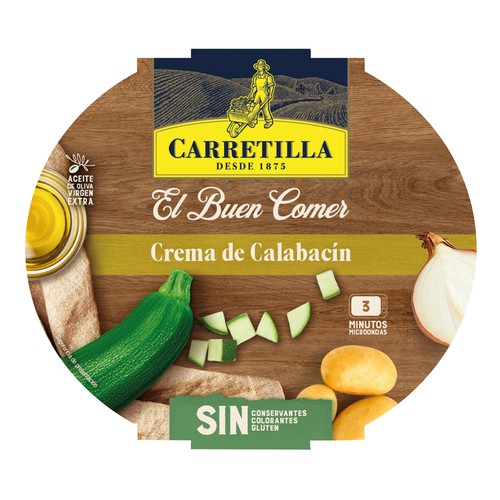 CARRETILLA El buen comer Crema de calabacín, con AOVE, lista para calentar y comer 350 g.
