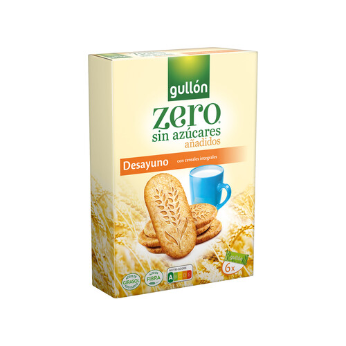 GULLÓN Zero Galleta con cereales integrales sin azúcares añadidos 216 g.
