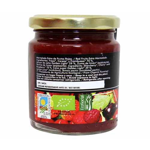 BIOJAM ABEROS Mermelada de frutos rojos con azúcar de caña ecológica BIOAPRICA 275 g.