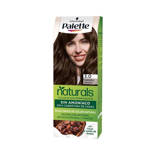 PALETTE Naturals de Shwarzkopf Coloración de pelo permanente, tono 3.0 Castaño oscuro.