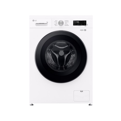 Lavadora LG F4A1009NWK 9KG, color blanco, clasificación energética: A, 1400RPM, H: 85cm, A: 60cm, F: 49cm.