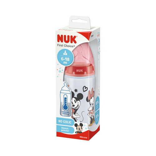 NUK Biberón de 300 ml., con tetina de silicona y sistema anti-colicos, para bebés de 6 a 18 meses NUK.