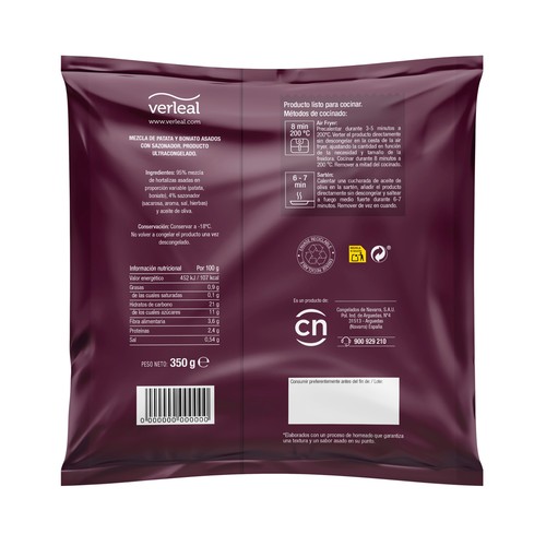 VERLEAL Sticks asados de patata y boniato 350 g.