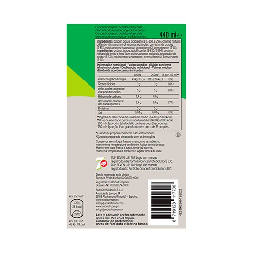 SODASTREAM Sirope 7up regular 440 ml. 