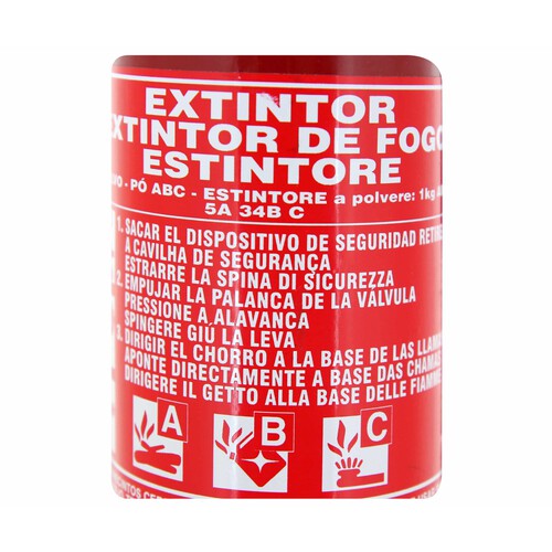 Extintor apagafuegos con manómetro y capacidad de 1 kilogramo ROLMOVIL.
