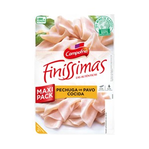 Imagen de CAMPOFRÍO Finissimas Pechuga de pavo cocida cortada en finas lonchas 180 g.