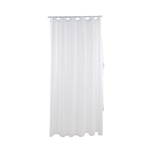 Cortina de baño de poliéster color blanco, 180x200cm. ACTUEL.