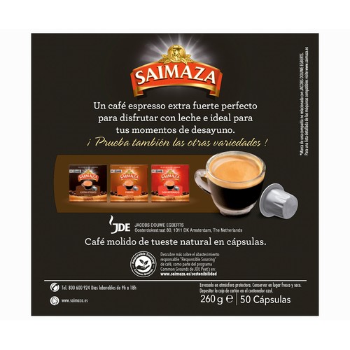 SAIMAZA Café cápsulas extrafuerte 50 uds 260 gr.
