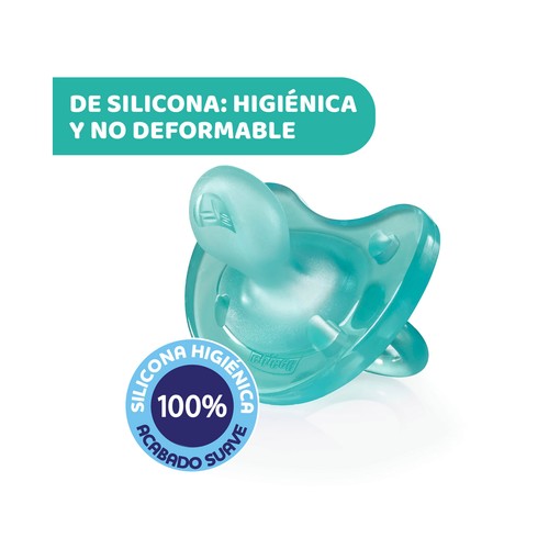 CHICCO Physio soft Chupetes de silicona con tetinas anatómicas, para bebés de 6 a 16 meses  2 uds.
