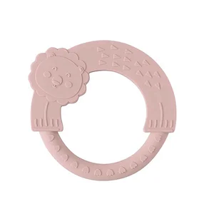 Mordedor de silicona para bebés, color rosa, con forma de león, MINDOO.