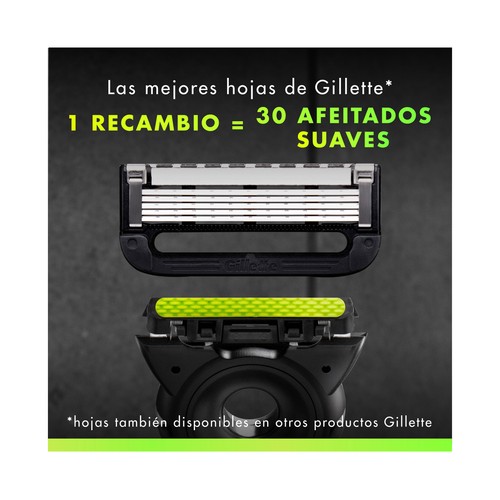 GILLETTE Labs neon ninght Maquinilla de afeitar con cabezal pivotante de 5 hojas + 2 recambios.