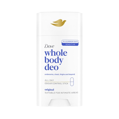 DOVE All over body original Desodorante en stick (barra) unisex para todo el cuerpo (axilas, pecho, muslos, pies..) 150 ml.