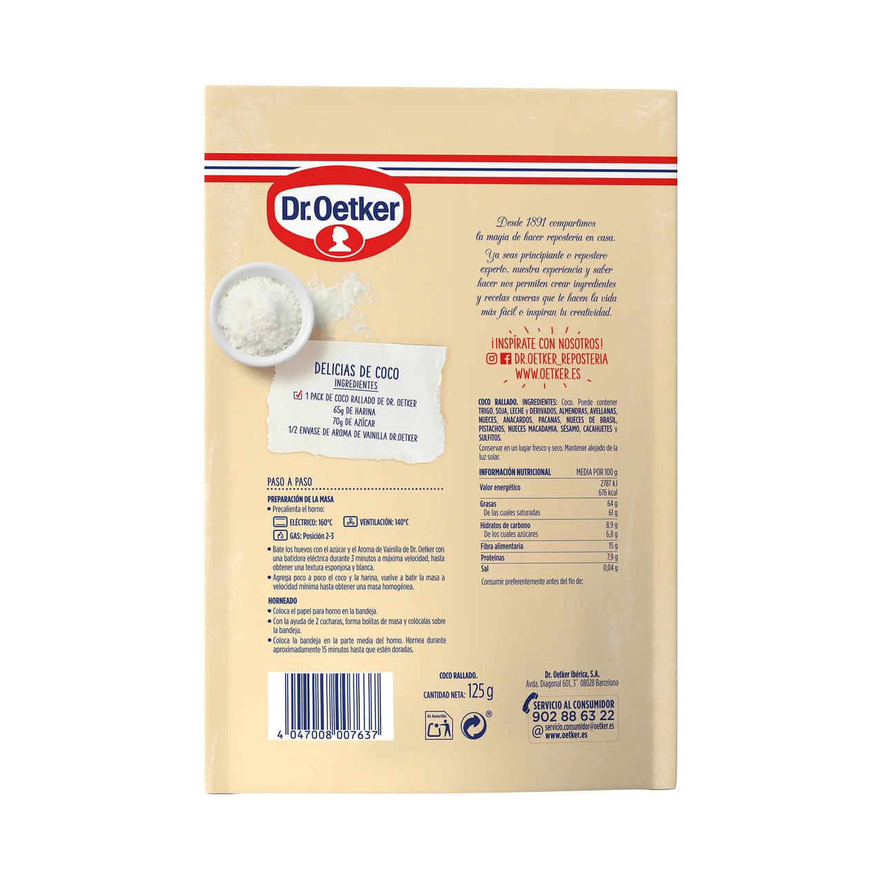 DR. OETKER Coco rallado, especial repostería DR. OETKER 125 g.