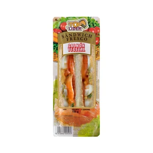 TOP LIDER Sandwich de pan blanco con salmón ahumado, huevo cocido y vegetales TOP LIDER 185 g.