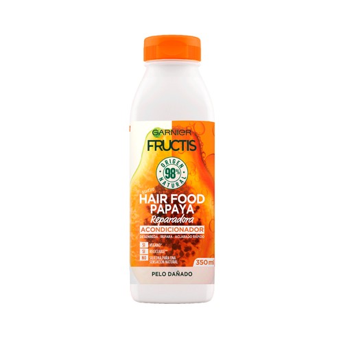 FRUCTIS Hair food de Garnier Acondicionador reparador con papaya, para cabellos dañados 350 ml.