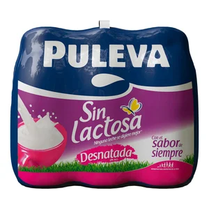 PULEVA Leche desnatada (0% materia grasa) de vaca, sin lactosa Mañanas ligeras 6 x 1l.