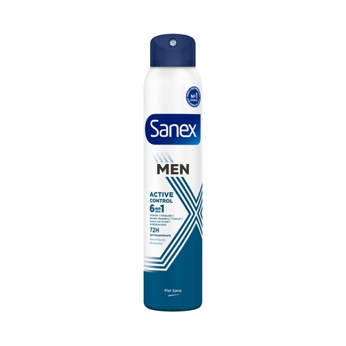 SANEX Men active control Desodorante en spray para hombre anti transpirante hasta 72 horas 200 ml.