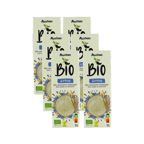 Bebida de arroz ALCAMPO ECOLÓGICO brick de 1 litro pack de 6 uds.