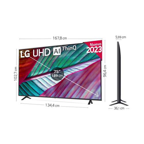 Televisión 190,5 cm (75) LED LG 75UR76006, 4K, UHD, HDR 10+, SMART TV, webOS23.